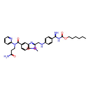 Hexyl N-[[4-[[[5-[[(3-amino-3-oxopropyl)-2-pyridinylamino]carbonyl]-1-methyl-1H-benzimidazol-2-yl]methyl]amino]phenyl]iminomethyl]carbamate