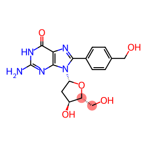2-Amino-9-((2R,4S,5R)-4-hydroxy-5-(hydroxymethyl)tetrahydrofuran-2-yl)-8-(4-(hydroxymethyl)phenyl)-1H-purin-6(9H)-one