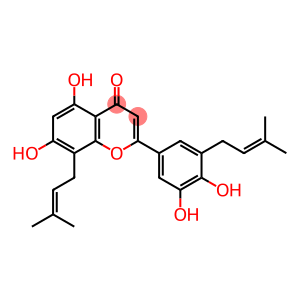 4H-1-Benzopyran-4-one, 2-[3,4-dihydroxy-5-(3-methyl-2-buten-1-yl)phenyl]-5,7-dihydroxy-8-(3-methyl-2-buten-1-yl)-