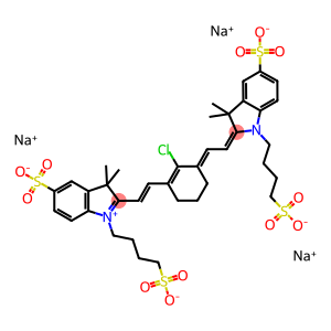 TRISODIUM 2-(2-(2-CHLORO-3-(2-(3,3-DIMETHYL-5-SULFONATO-1-(4-SULFONATOBUTYL)INDOLIN-2-YLIDENE)ETHYLIDENE)CYCLOHEX-1-ENYL)VINYL)-3,3-DIMETHYL-1-(4-SULFONATOBUTYL)-3H-INDOLIUM-5-SULFONATE
