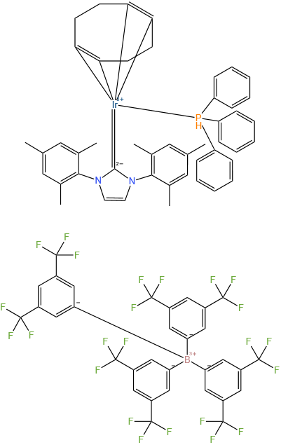 Triphenylphosphine(1,5-cyclooctadiene)[1,3-bis(2,4,6-trimethylphenyl)imidazol-2-ylidene] iridium(I) tetrakis(3,5-bis(trifluoromethyl)phenylborate