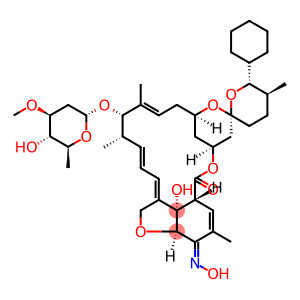 Avermectin A1a, 25-cyclohexyl-4-O-de(2,6-dideoxy-3-O-methyl-.alpha.-L-arabino-hexopyranosyl)-5-demethoxy-25-de(1-methylpropyl)-22,23-dihydro-5-(hydroxyimino)-