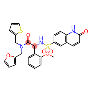 (R)-N-(Furan-2-ylmethyl)-2-(2-methoxyphenyl)-2-(2-oxo-1,2-dihydroquinoline-6-sulfonamido)-N-(thiophen-2-ylmethyl)acetamide