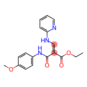 2-Propenoic acid, 2-(((4-methoxyphenyl)amino)carbonyl)-3-(2-pyridinyla mino)-, ethyl ester, (E)-