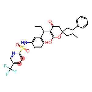 N-[3-[1-(2-hydroxy-4-oxo-6-phenethyl-6-propyl-5H-pyran-3-yl)propyl]phenyl]-5-(trifluoromethyl)pyridine-2-sulfonamide