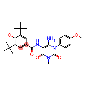 Benzamide,  N-[6-amino-1,2,3,4-tetrahydro-1-(4-methoxyphenyl)-3-methyl-2,4-dioxo-5-pyrimidinyl]-3,5-bis(1,1-dimethylethyl)-4-hydroxy-