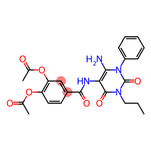 Benzamide,  3,4-bis(acetyloxy)-N-(6-amino-1,2,3,4-tetrahydro-2,4-dioxo-1-phenyl-3-propyl-5-pyrimidinyl)-
