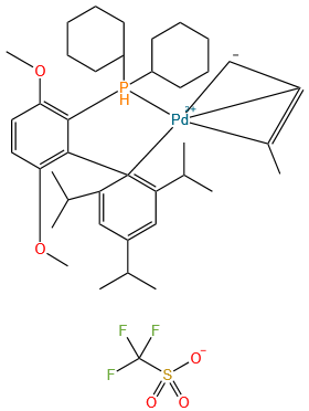 (1,2,3-η)-2-Buten-1-yl][dicyclohexyl[3,6-dimethoxy-2′,4′,6′-tris(1-methylethyl)[1,1′-biphenyl]-2-yl-κC1′]phosphine-κP]palladium(1+) 1,1,1-trifluoromethanesulfonate