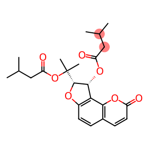 3-Methylbutyric acid (8S,9R)-8,9-dihydro-8-[1-methyl-1-(3-methyl-1-oxobutoxy)ethyl]-2-oxo-2H-furo[2,3-h]-1-benzopyran-9-yl ester