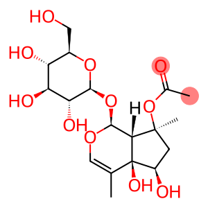 (1S)-1α-(β-D-Glucopyranosyloxy)-4,7-dimethyl-5,6,7,7aα-tetrahydrocyclopenta[c]pyran-4aα,5α,7α(1H)-triol 7-acetate