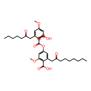 Benzoic acid, 2-hydroxy-4-methoxy-6-(2-oxoheptyl)-, 4-carboxy-3-methoxy-5-(2-oxononyl)phenyl ester