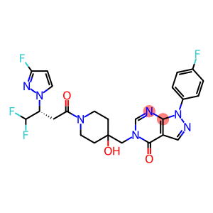 4H-Pyrazolo[3,4-d]pyrimidin-4-one, 5-[[1-[(3R)-4,4-difluoro-3-(3-fluoro-1H-pyrazol-1-yl)-1-oxobutyl]-4-hydroxy-4-piperidinyl]methyl]-1-(4-fluorophenyl)-1,5-dihydro-