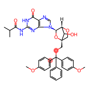 N-(9-{(1R,3R,4R,7S)-1-[Bis-(4-methoxy-phenyl)-phenyl-methoxymethyl]-7-hydroxy-2,5-dioxa-bicyclo[2.2.1]hept-3-yl}-6-oxo-6,9-dihydro-1H-purin-2-yl)-isobutyramide