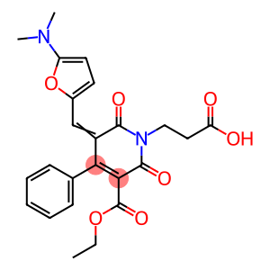 1(2H)-Pyridinepropanoic  acid,  3-[[5-(dimethylamino)-2-furanyl]methylene]-5-(ethoxycarbonyl)-3,6-dihydro-2,6-dioxo-4-phenyl-  (9CI)