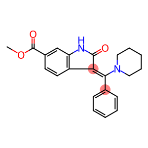 Nintedanib impurity 26/(3Z)-2,3-Dihydro-2-oxo-3-(phenyl-1-piperidinylmethylene)-1H-indole-6-carboxylic acid methyl ester