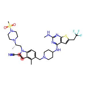 1H-Indole-2-carbonitrile, 4-methyl-5-[[4-[[2-(methylamino)-6-(2,2,2-trifluoroethyl)thieno[2,3-d]pyrimidin-4-yl]amino]-1-piperidinyl]methyl]-1-[(2S)-2-[4-(methylsulfonyl)-1-piperazinyl]propyl]-