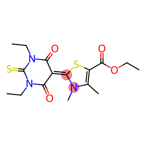 ethyl 2-(1,3-diethyltetrahydro-4,6-dioxo-2-thioxo-(2H)-pyrimidin-5-ylidene)-2,3-dihydro-3,4-dimethylthiazole-5-carboxylate