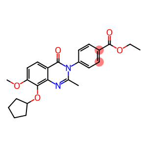 Benzoic  acid,  4-[8-(cyclopentyloxy)-7-methoxy-2-methyl-4-oxo-3(4H)-quinazolinyl]-,  ethyl  ester