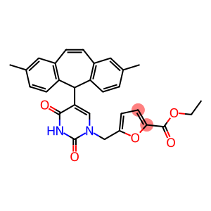 2-Furancarboxylic acid, 5-[[5-(2,8-dimethyl-5H-dibenzo[a,d]cyclohepten-5-yl)-3,4-dihydro-2,4-dioxo-1(2H)-pyrimidinyl]methyl]-, ethyl ester