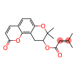 3-Methyl-2-butenoic acid [9,10-dihydro-8,8-dimethyl-2-oxo-2H,8H-benzo[1,2-b:3,4-b']dipyran-9-yl] ester