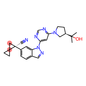 Spiro[2.2]pentane-1-carbonitrile, 1-[1-[6-[(3R)-3-(1-hydroxy-1-methylethyl)-1-pyrrolidinyl]-4-pyrimidinyl]-1H-indazol-6-yl]-, (1S)-