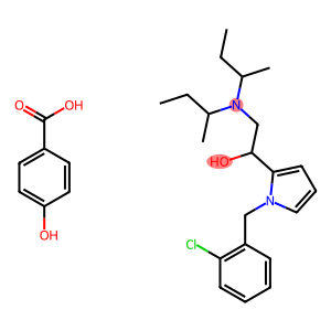 1H-Pyrrole-2-methanol, alpha-((bis(1-methylpropyl)amino)methyl)-1-((2-chlorophenyl)methyl)-, 4-hydroxybenzoate (salt)