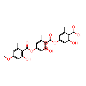 Benzoic acid, 2-hydroxy-4-[(2-hydroxy-4-methoxy-6-methylbenzoyl)oxy]-6-methyl-, 4-carboxy-3-hydroxy-5-methylphenyl ester