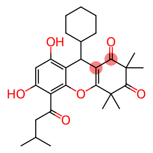 1H-Xanthene-1,3(2H)-dione, 9-cyclohexyl-4,9-dihydro-6,8-dihydroxy-2,2,4,4-tetramethyl-5-(3-methyl-1-oxobutyl)-