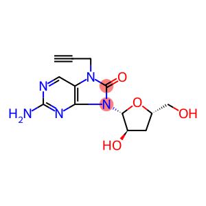 2-Amino-7-propargyl-7,8-dihydro-8-oxo-9-(beta-D-3-deoxy-ribofuranosyl)purine
