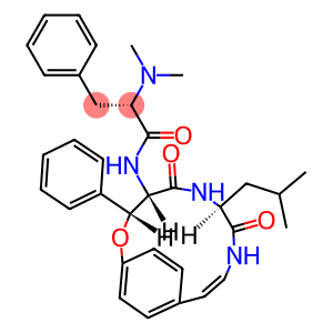 Benzenepropanamide, α-(dimethylamino)-N-[(3R,4S,7S)-7-(2-methylpropyl)-5,8-dioxo-3-phenyl-2-oxa-6,9-diazabicyclo[10.2.2]hexadeca-10,12,14,15-tetraen-4-yl]-, (αS)-