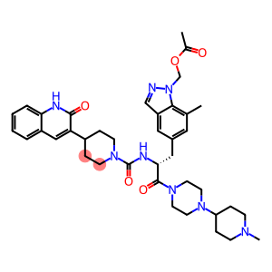 N-[(1R)-1-[[1-[(Acetyloxy)methyl]-7-methyl-1H-indazol-5-yl]methyl]-2-[4-(1-methyl-4-piperidinyl)-1-piperazinyl]-2-oxoethyl]-4-(1,2-dihydro-2-oxo-3-quinolinyl)-1-piperidinecarboxamide