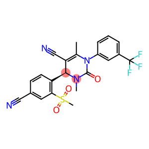 5-Pyrimidinecarbonitrile, 4-[4-cyano-2-(methylsulfonyl)phenyl]-1,2,3,4-tetrahydro-3,6-dimethyl-2-oxo-1-[3-(trifluoromethyl)phenyl]-, (4R)-