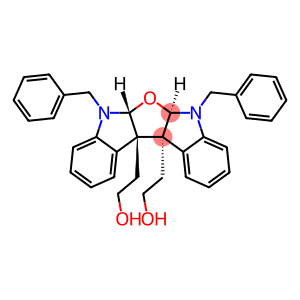 Furo[2,3-b:5,4-b']diindole-11b,11c-diethanol, 5,5a,6a,7-tetrahydro-5,7-bis(phenylmethyl)-, (5aR,6aR,11bS,11cS)- (9CI)