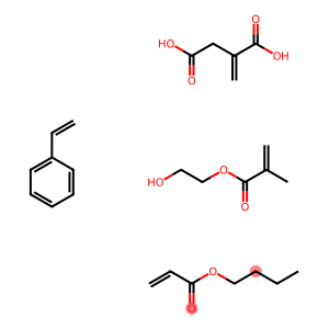 Butanedioic acid, methylene-, polymer with butyl 2-propenoate, ethenylbenzene and 2-hydroxyethyl 2-methyl-2-propenoate