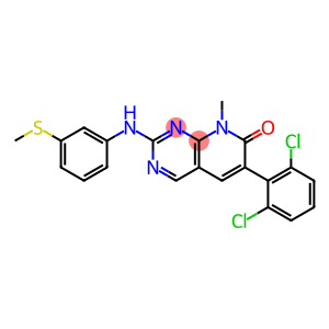 6-(2,6-Dichlorophenyl)-8-methyl-2-[[3-(methylthio)phenyl]amino]pyrido[2,3-d]pyrimidin-7(8H)-one                          PD-173955