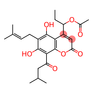 2H-1-Benzopyran-2-one, 4-[1-(acetyloxy)propyl]-5,7-dihydroxy-6-(3-methyl-2-buten-1-yl)-8-(3-methyl-1-oxobutyl)-