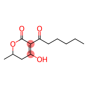 2H-Pyran-2-one, 5,6-dihydro-4-hydroxy-6-methyl-3-(1-oxohexyl)-