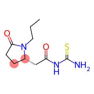 2-Pyrrolidineacetamide, N-(aminothioxomethyl)-5-oxo-1-propyl-, (2S)-