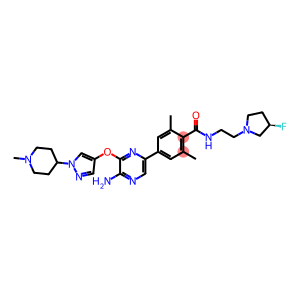 Benzamide, 4-[5-amino-6-[[1-(1-methyl-4-piperidinyl)-1H-pyrazol-4-yl]oxy]-2-pyrazinyl]-N-[2-[(3R)-3-fluoro-1-pyrrolidinyl]ethyl]-2,6-dimethyl-