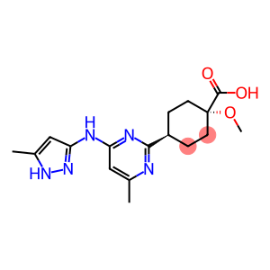 Cyclohexanecarboxylic acid, 1-methoxy-4-[4-methyl-6-[(5-methyl-1H-pyrazol-3-yl)amino]-2-pyrimidinyl]-, cis-