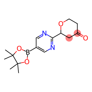 2-(5-(4,4,5,5-tetramethyl-1,3,2-dioxaborolan-2-yl)pyrimidin-2-yl)tetrahydro-4H-pyran-4-one