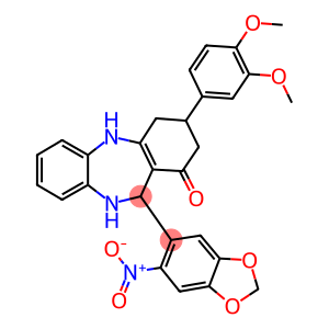 3-(3,4-dimethoxyphenyl)-11-{6-nitro-1,3-benzodioxol-5-yl}-2,3,4,5,10,11-hexahydro-1H-dibenzo[b,e][1,4]diazepin-1-one