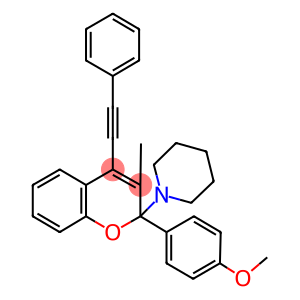 1-[2-(4-methoxyphenyl)-3-methyl-4-(phenylethynyl)-2H-chromen-2-yl]piperidine