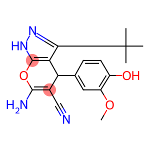 6-amino-3-(tert-butyl)-4-(4-hydroxy-3-methoxyphenyl)-1,4-dihydropyrano[2,3-c]pyrazole-5-carbonitrile