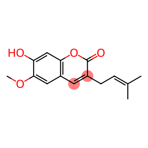 2H-1-Benzopyran-2-one, 7-hydroxy-6-methoxy-3-(3-methyl-2-buten-1-yl)-