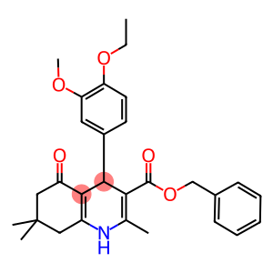 benzyl 4-(4-ethoxy-3-methoxyphenyl)-2,7,7-trimethyl-5-oxo-1,4,5,6,7,8-hexahydro-3-quinolinecarboxylate