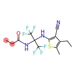 N-[1-[(3-cyano-4-ethyl-5-methyl-2-thienyl)amino]-2,2,2-trifluoro-1-(trifluoromethyl)ethyl]propanamide