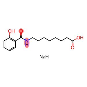 Octanoic acid, 8-[(2-hydroxybenzoyl)amino]-, sodium salt (1:2)