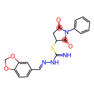 2,5-dioxo-1-phenyl-3-pyrrolidinyl 2-(1,3-benzodioxol-5-ylmethylene)hydrazinecarbimidothioate