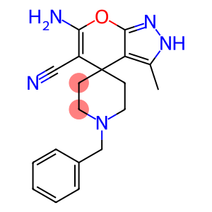 6-amino-1'-benzyl-5-cyano-1,4-dihydro-3-methyl-spiro[pyrano[2,3-c]pyrazole-4,4'-piperidine]